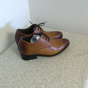 Calto Brown Reptile Embossed Fuax Leather Shoes